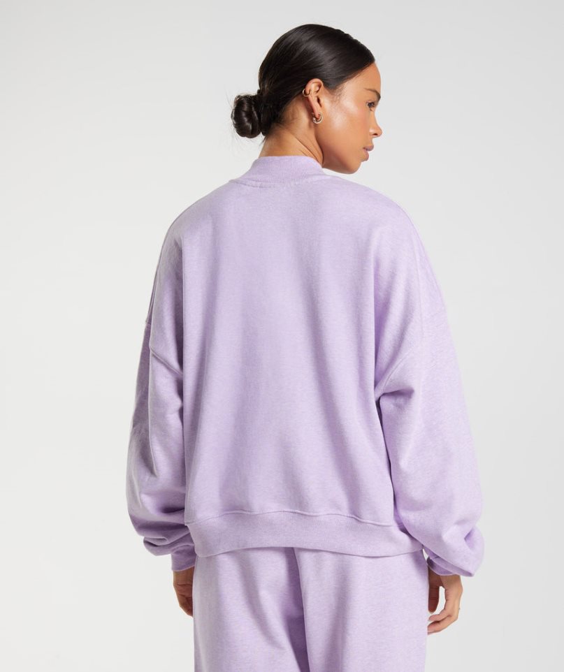 Women's Gymshark Rest Day Sweats 1/2 Zip Sweatshirts Purple | NZ 4ZVDGY